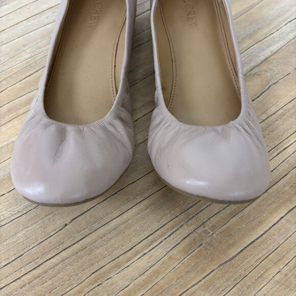 J Crew Anya Ballet Flat Womens Size 8 Tan BlushPink Leather Neutral Comfy Preppy - Picture 6 of 13